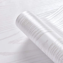 15.8&quot; x78.7&quot; Silver White Wood Paper Vinyl Wallpaper Removable Peel and Stick - £10.19 GBP