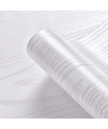 15.8&quot; x78.7&quot; Silver White Wood Paper Vinyl Wallpaper Removable Peel and ... - $17.29 CAD