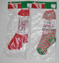 DOL- Wear Usa Lot Of 2 Vintage Knit Christmas Stockings Santa North Pole Alaska - £37.53 GBP