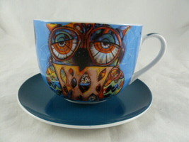 Owl Mug Large 10 oz. Cup &amp; Saucer Michelle Allen Designs Whimsical - $22.76