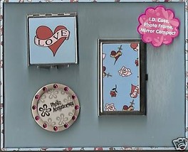 Tattoo ID business card case compact picture frame heart set rockabilly VLV - $29.72