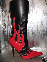 Flame Fire biker Devil satan Halloween hot rod stiletto boot 9 UK7 39 VLV - £185.82 GBP