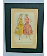 Antique Vintage Retro Fashion Print Picture 1950s - £23.31 GBP