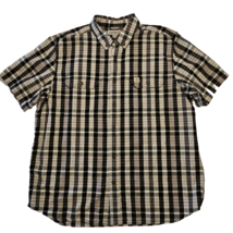 Carhartt Plaid Shirt Mens XL Reg Black Relaxed Fit Short Sleeve Cotton 103006 - £12.37 GBP