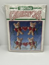 Bucilla Teddy Bear Garland Felt Ornaments Kit 82546 Set Of 2 Pairs NOS - $13.28