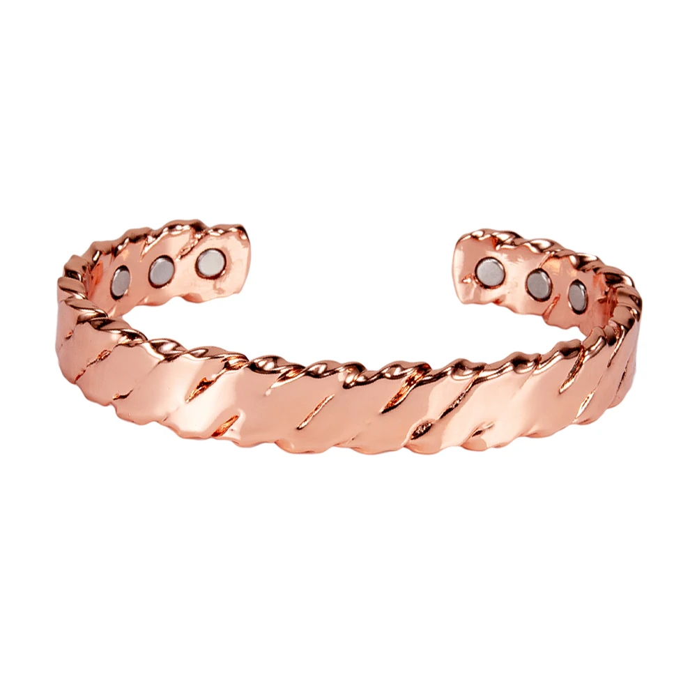 Pure Copper Magnetic Bracelet Arthritis Twisted Adjustable Cuff 12mm Magnetic Br - £20.26 GBP