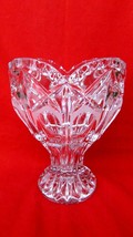 Vint. Bleikristall Handcut 24% Lead Crystal Heart Pedestal Vase from W.G. 6.75&quot; - £22.94 GBP