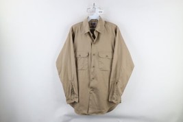 Vintage 70s Big Mac Mens Large Distressed Workwear Collared Button Shirt Beige - £40.68 GBP