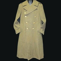 WWII US Army Winter Over Coat Sz 36S Heavy Wool Ruptured Duck Patch Unworn Orig - $188.09