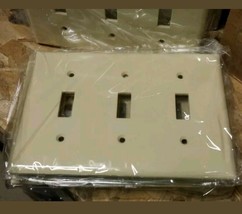 QTY-4 3 Gang Standard Size Switch Plate Cover Ivory 2141V-BOX Cooper 4 Pcs - £7.86 GBP