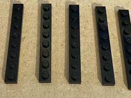 5 Lego Black 8 Dot (Studs) Flat Single Strip Pieces *Pre Owned* LL1 - $6.99