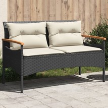 Patio Bench with Cushions 45.7&quot;x24.6&quot;x29.1&quot; Black Poly Rattan - $168.49