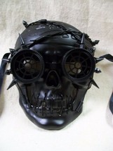 Black Steampunk Skull Mask Spikes Cog Goggles Pirate Apocalyptic Warrior Cyborg - £15.58 GBP