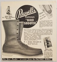 1936 Print Ad Russell&#39;s Famous Bird Shooter Hunting Boots Moccasin Co. Berlin,WI - £8.95 GBP