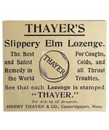 Thayer&#39;s Slippery Elm Lozenge 1894 Advertisement Victorian Medical 3 ADB... - $19.99