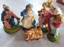 Nativity Christmas Figures Hand Painted Italy Mary Jesus Paper Machete Set VTG - £13.10 GBP