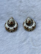 Vintage HOBE Signed  Enamel Clip Earrings Multicolor - $23.33