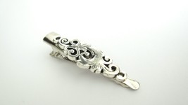 Small silver metal filigree alligator hair clip barrette for fine thin hair - £7.92 GBP
