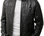 Men&#39;s Leather Bomber Jacket In Black  Bristol - $80.00