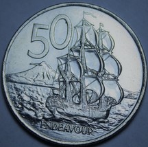 New Zealand 50 Cents, 2004 Gem Unc~Endeavour~RARE~2,800 minted~Free Ship... - $59.77