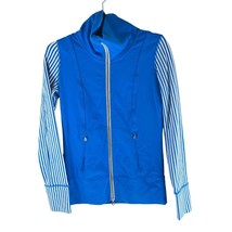 Lululemon Womens Daily Yoga Jacket Beaming Blue Classic Stripe Polar Cream 4 - £23.05 GBP