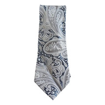 COUNTESS MARA Silver Gray Blue Addison Core Grid Silk Woven Classic Tie - $19.99