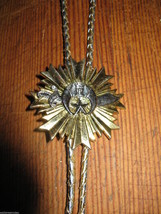 Shriner Fez Masonic Freemasonry 1984 gold silver bolo string tieTiki Oas... - £35.15 GBP