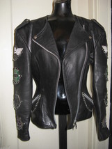 John Richmond 80s biker patched chains leather motorcycle jacket M - £654.67 GBP