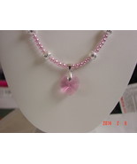 Pink Swarovski Crystal Heart Necklace with Druk Glass Czech Beads  - £15.95 GBP