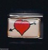 Red Heart With Arrow  Italian Charm   9 Mm - £11.86 GBP