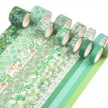 12 Rolls Green Washi Tape Set,Tropical Greenery Leaves Masking Tape For ... - £11.73 GBP