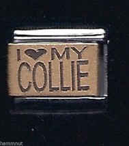I Heart My Collie  Gold Plated Center Italian Charm - £11.85 GBP