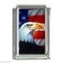 Eagle Head With Flag #7  Wholesale Italian Charm 9 Mm - £10.14 GBP