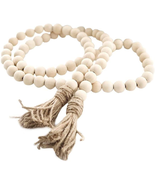 Farmhouse Beads 58in Wood Bead Garland with Tassels Rustic Country Decor... - £12.44 GBP
