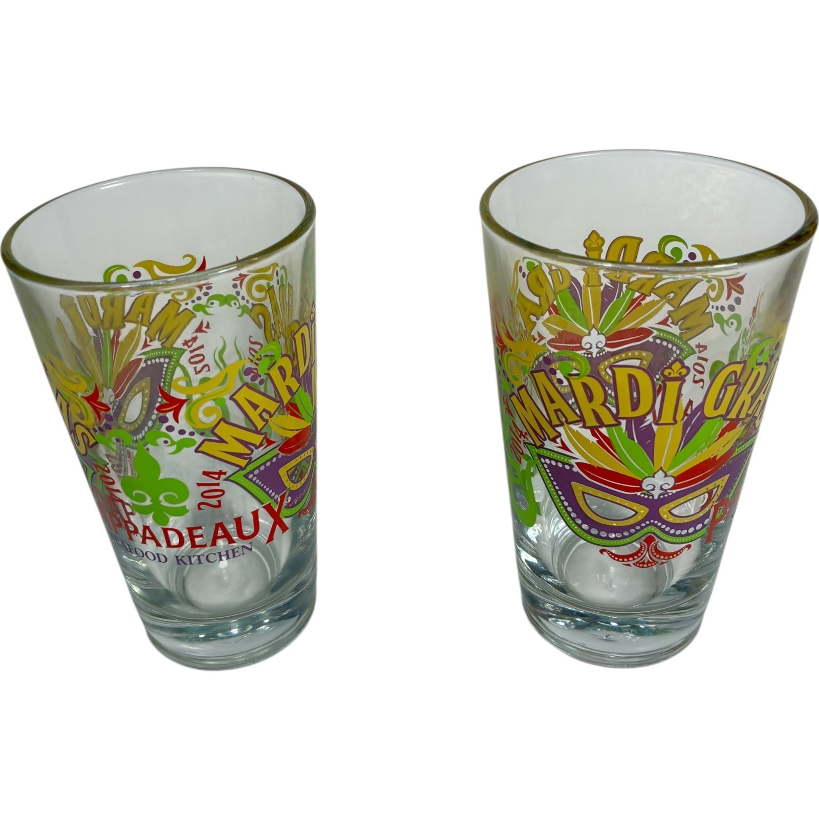 2 pcs Pappadeaux Seafood Kitchen Mardi Gras 2014 5-3/4" Glass Tumbler Item image 3