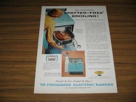 1958 Print Ad Frigidaire Electric Ranges Spatter Free Broiling - $10.04