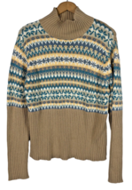 Vtg Y2K Sweater XL Faded Glory Turtleneck Ribbed Nordic Fair Isle Stripe Womens - £44.59 GBP