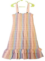 American Eagle Smocked Bodycon Pastel Colors Ruffle Stripes Mini Dress S... - $19.80