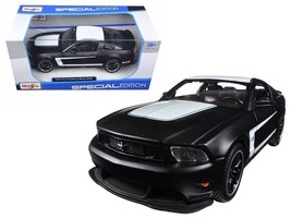 2012 Ford Mustang Boss 302 Matt Black and White 1/24 Diecast Model Car b... - $36.86