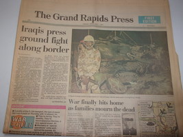 Vtg Grand Rapids Press Feb 1991 Iraqis Press Ground Fight Along Border - £3.94 GBP