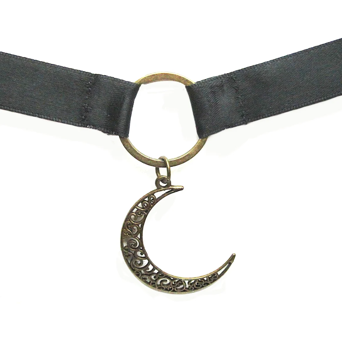 Black O Ring Crescent Moon Choker  - £19.03 GBP