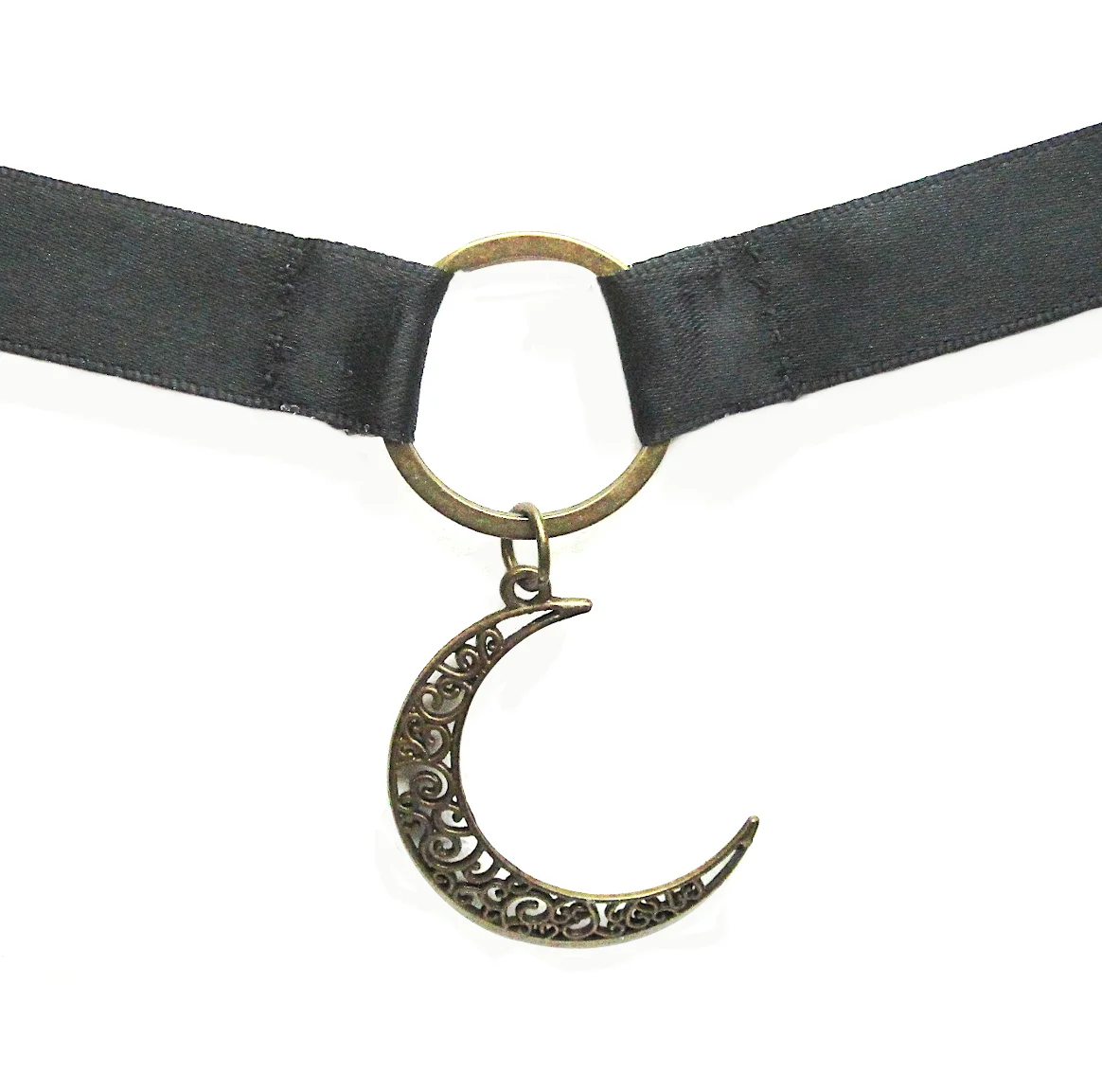 Black O Ring Crescent Moon Choker  - £19.11 GBP