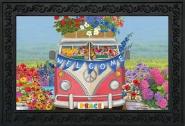 Peace Van Floral Doormat Everyday Indoor Outdoor 18&quot; X 30&quot; - £30.64 GBP