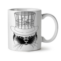 Hat Mind Bird Cage Cat NEW White Tea Coffee Mug 11 oz | Wellcoda - £12.64 GBP