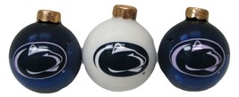 Penn State Nittany Lions PSU Football Basketball Sports 3 Glass Ball Ornaments - £8.66 GBP