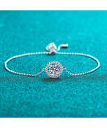 GRA Certified Round Cut Halo 1 Carat Moissanite Diamond S925 Bracelet - $82.00