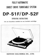 Denon DP-52F Turntable Owners Manual - £17.12 GBP