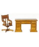 Dollhouse Miniature - WALNUT  DESK AND CHAIR SET - 1:12 scale - $32.99