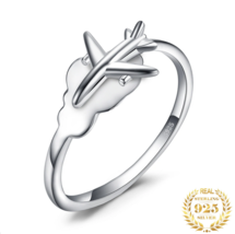 Creative 925 Sterling Silver Adjustable Airplane Ring (Size 6.5 - 8) - £19.58 GBP