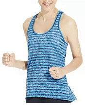 NWT Women’s Essential Tank Top T- Back L Large Ideology Turquoise Blue Striped - £11.95 GBP